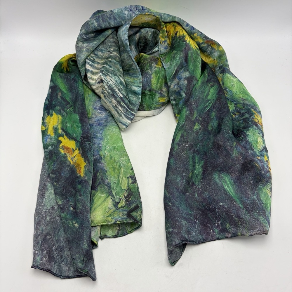 Silk Scarf Impressionist Art Print Sunflowers Artsy Office Career Hand Rolled